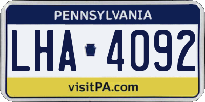 PA license plate LHA4092