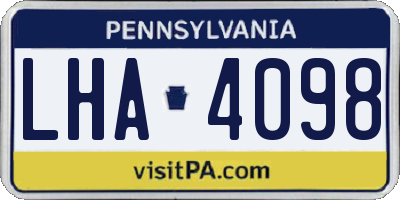 PA license plate LHA4098