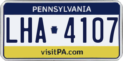 PA license plate LHA4107