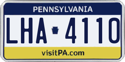 PA license plate LHA4110