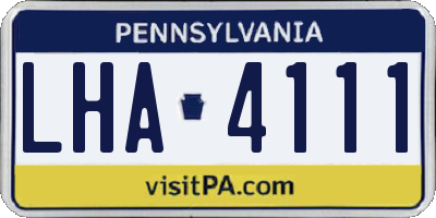 PA license plate LHA4111