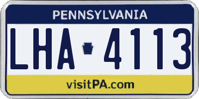 PA license plate LHA4113
