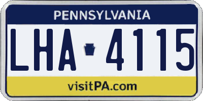 PA license plate LHA4115