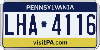 PA license plate LHA4116