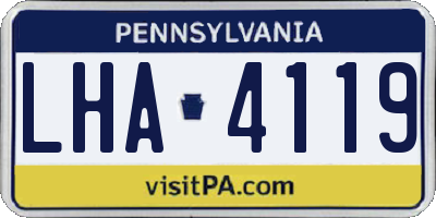 PA license plate LHA4119