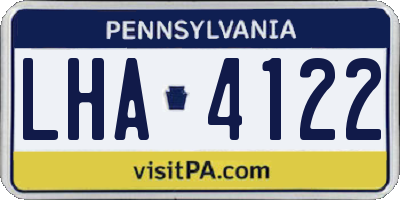 PA license plate LHA4122