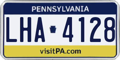 PA license plate LHA4128