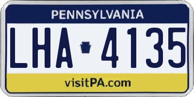 PA license plate LHA4135