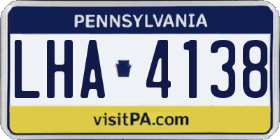 PA license plate LHA4138