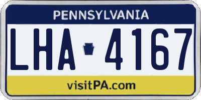 PA license plate LHA4167