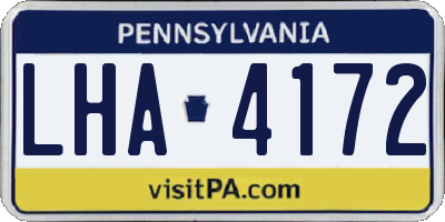 PA license plate LHA4172