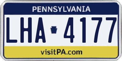 PA license plate LHA4177