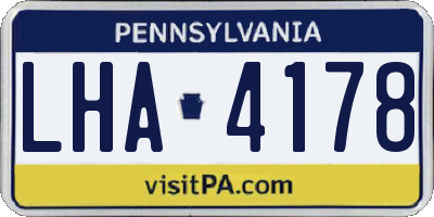 PA license plate LHA4178
