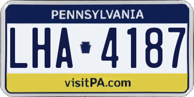 PA license plate LHA4187