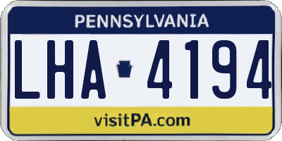 PA license plate LHA4194