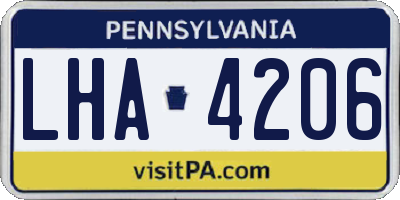PA license plate LHA4206