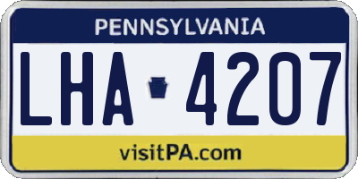 PA license plate LHA4207