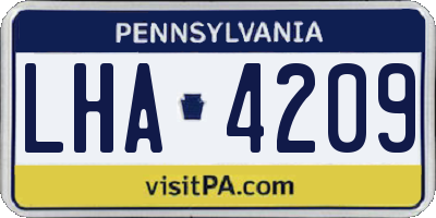 PA license plate LHA4209