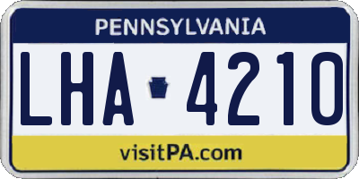 PA license plate LHA4210