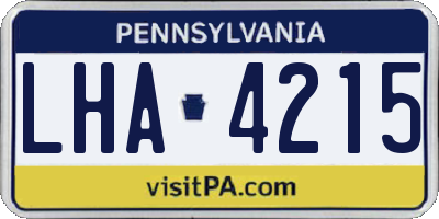 PA license plate LHA4215