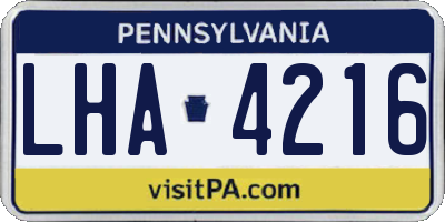 PA license plate LHA4216
