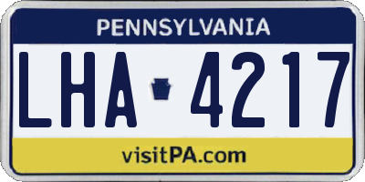 PA license plate LHA4217