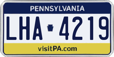 PA license plate LHA4219
