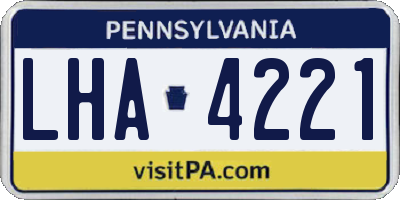 PA license plate LHA4221
