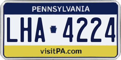 PA license plate LHA4224