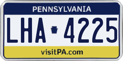 PA license plate LHA4225