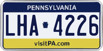 PA license plate LHA4226