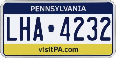 PA license plate LHA4232