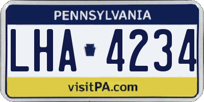 PA license plate LHA4234