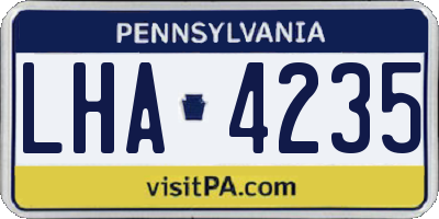 PA license plate LHA4235