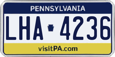 PA license plate LHA4236