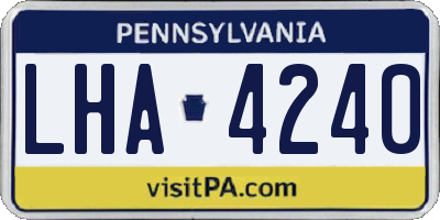 PA license plate LHA4240