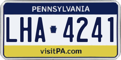 PA license plate LHA4241