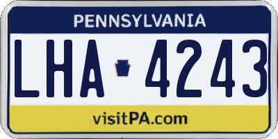 PA license plate LHA4243