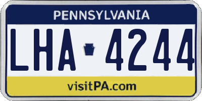 PA license plate LHA4244