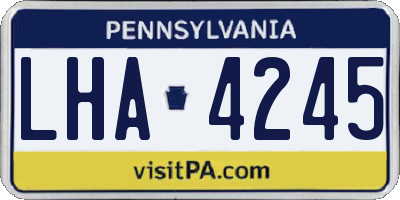 PA license plate LHA4245