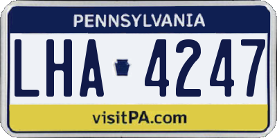 PA license plate LHA4247