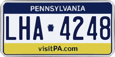 PA license plate LHA4248