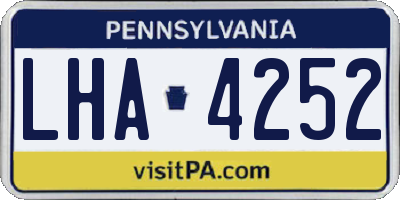 PA license plate LHA4252