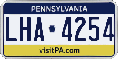 PA license plate LHA4254