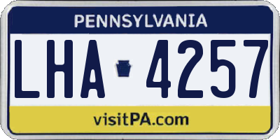 PA license plate LHA4257