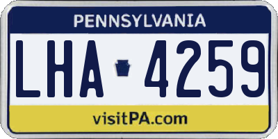 PA license plate LHA4259