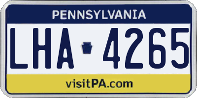 PA license plate LHA4265