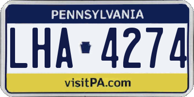 PA license plate LHA4274