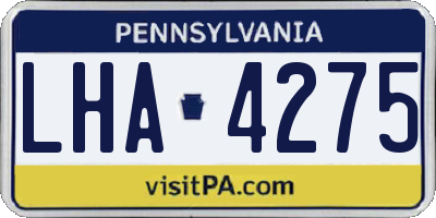 PA license plate LHA4275