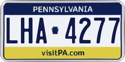 PA license plate LHA4277